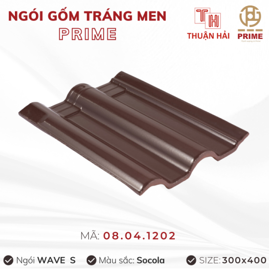 Ngói Tráng Men Prime Wave S Hai Sóng Socola 08.04.1202