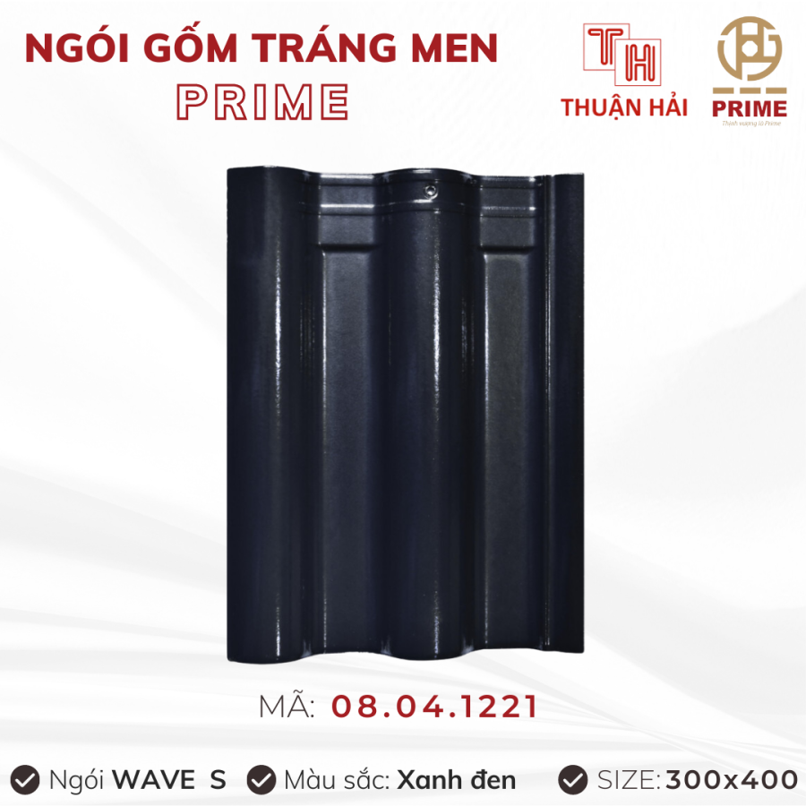 Ngói Tráng Men Prime Wave S Hai Sóng Xanh Rêu 08.04.1214