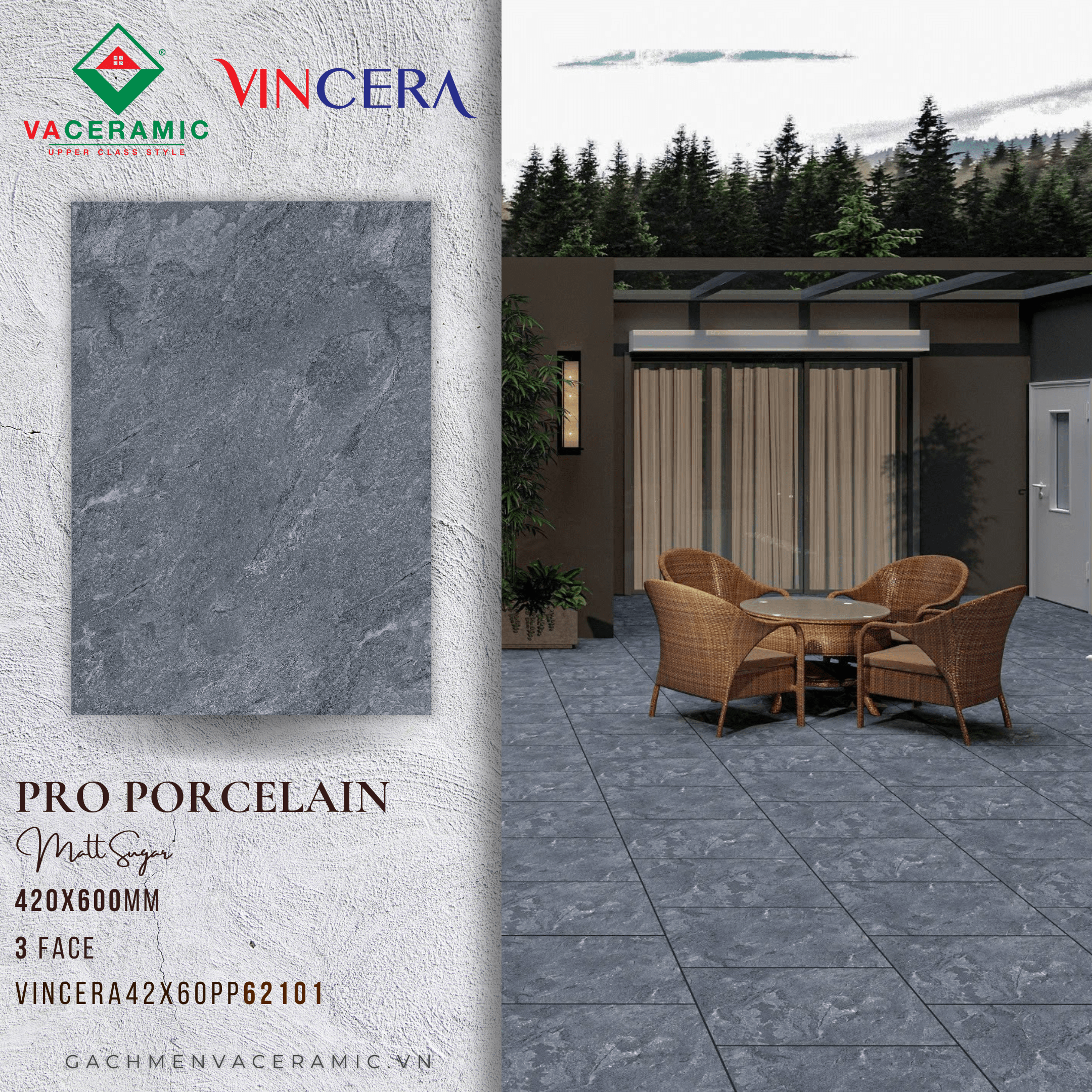 GẠCH SÂN VƯỜN 42x60 VINCERA 62101