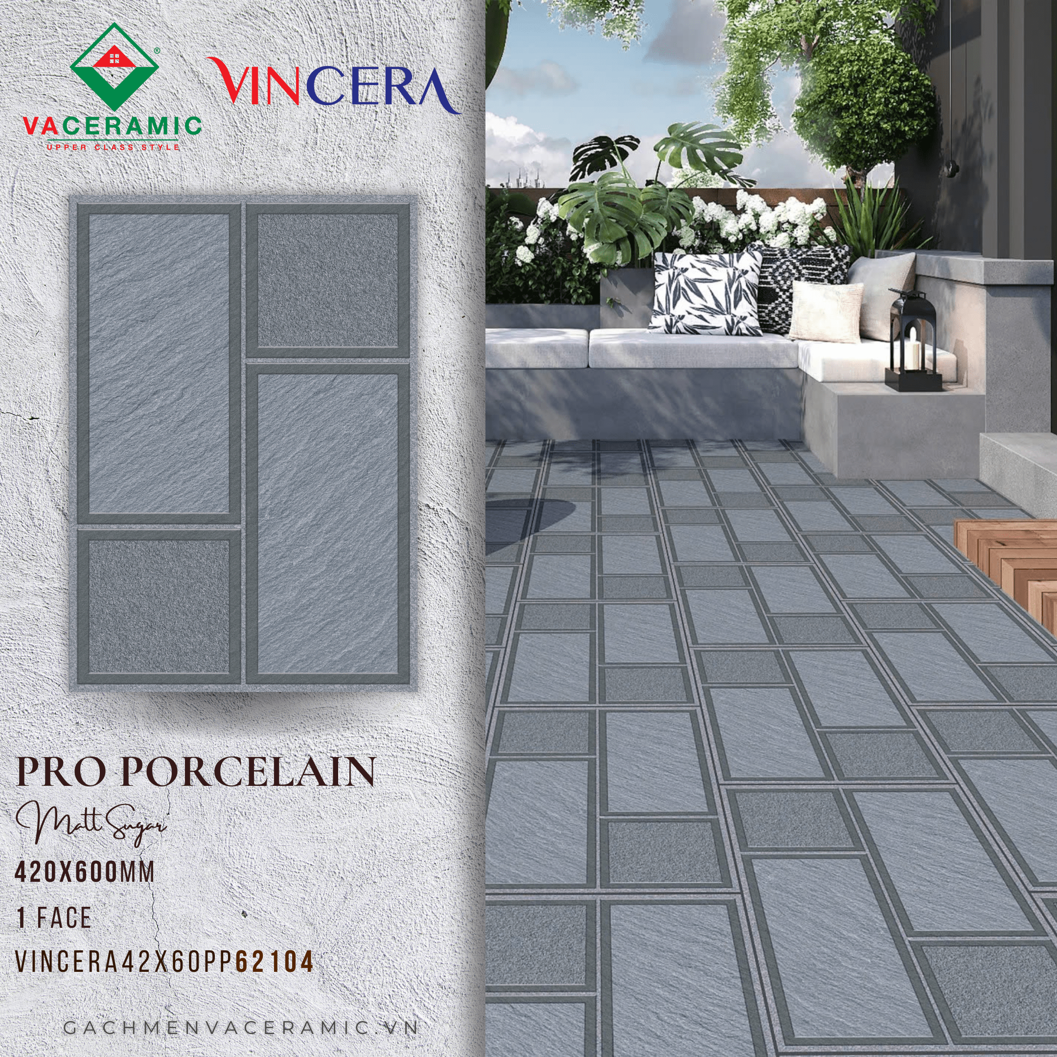 GẠCH SÂN VƯỜN 42x60 VINCERA 62104