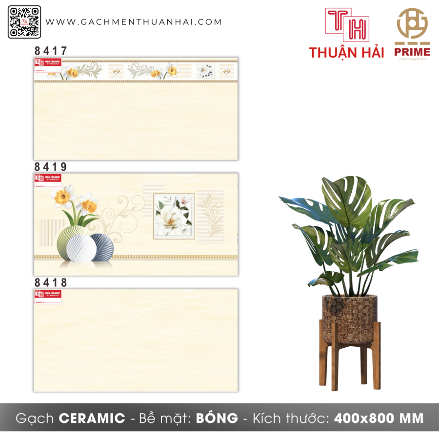GẠCH ỐP TƯỜNG 40x80 PRIME 8417 - 8419 - 8418