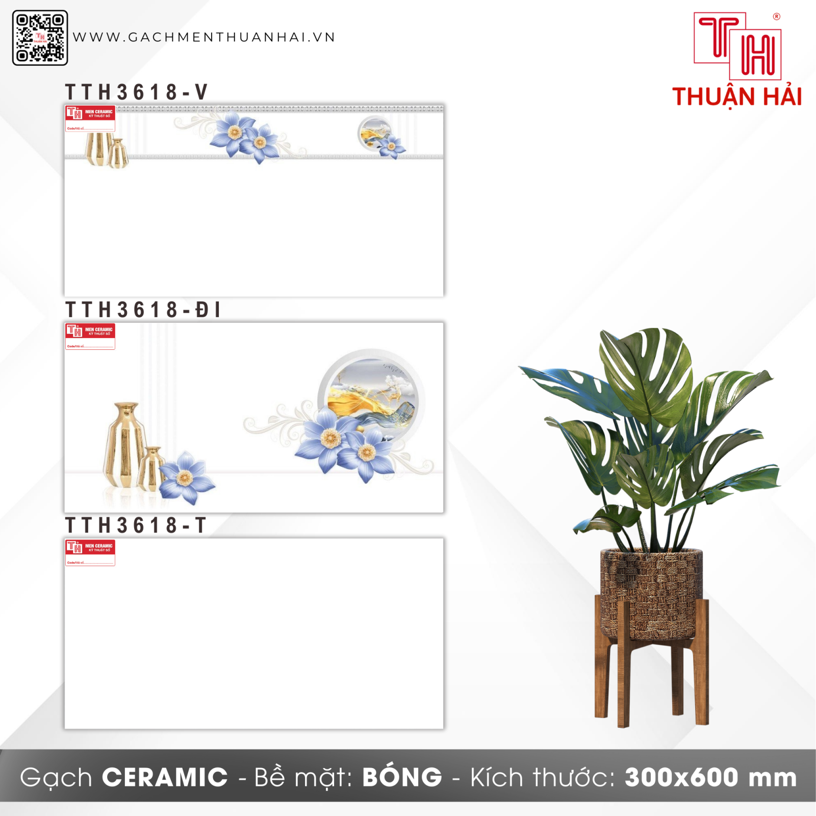 GẠCH ỐP TƯỜNG 30x60 HÀ THANH 3618 V - 3618 ĐI - 3618 T