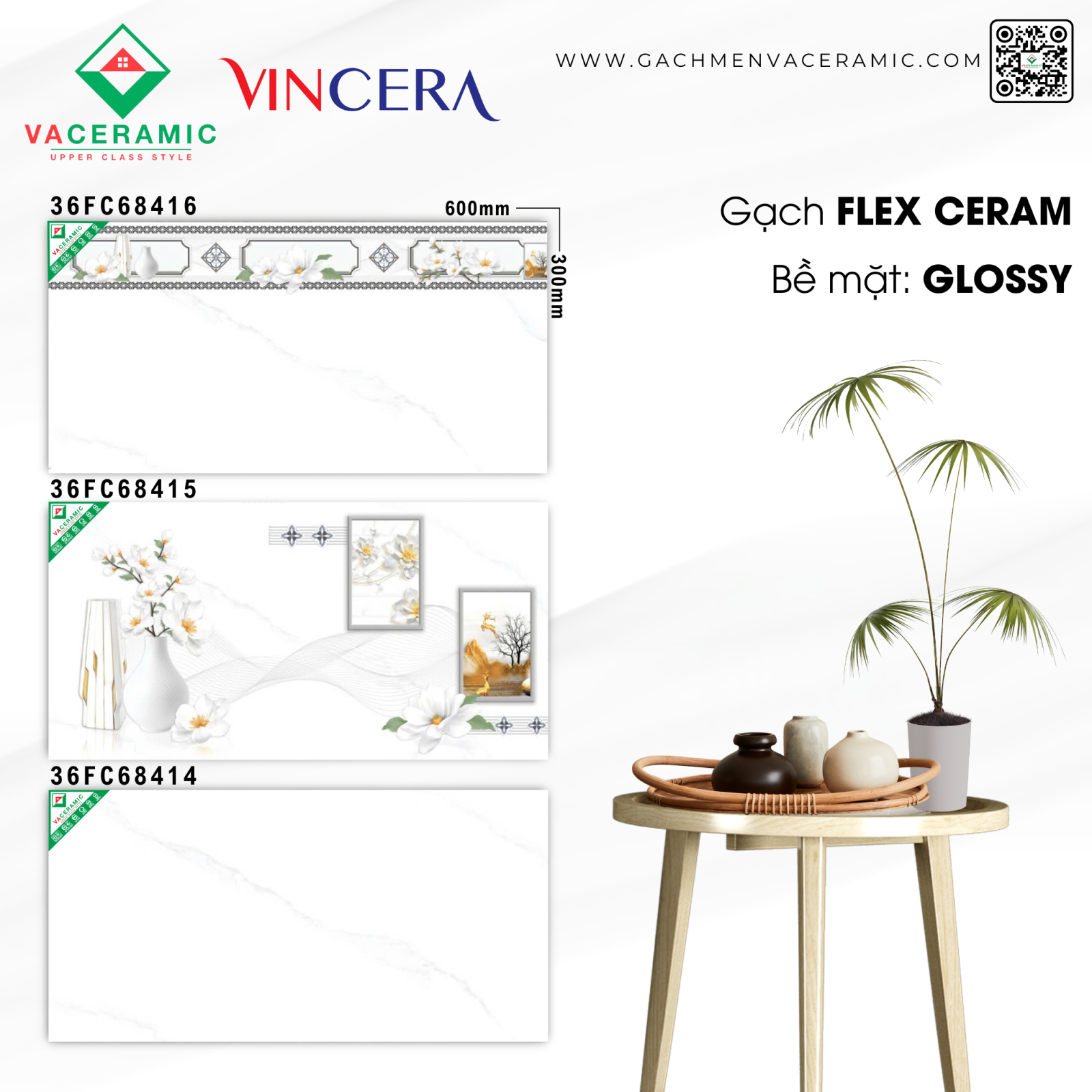 GẠCH ỐP TƯỜNG 30x60 VINCERA 68416 - 68415 - 68414