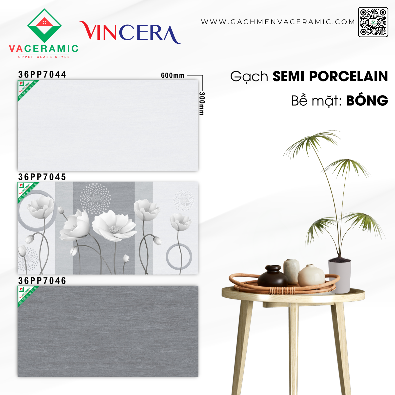 GẠCH ỐP TƯỜNG 30x60 VINCERA 7044 - 7045 - 7046