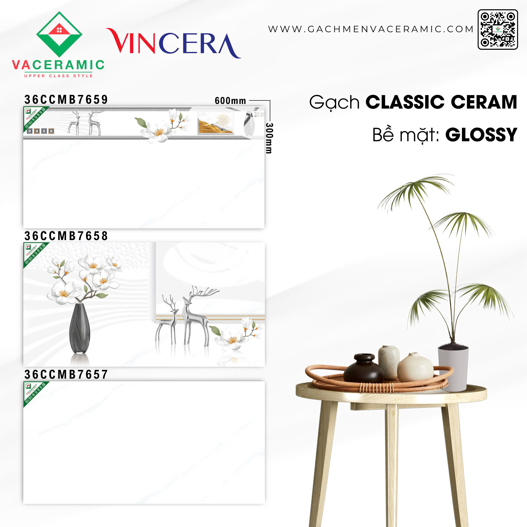 GẠCH ỐP TƯỜNG 30x60 VINCERA 7659 - 7658 - 7657