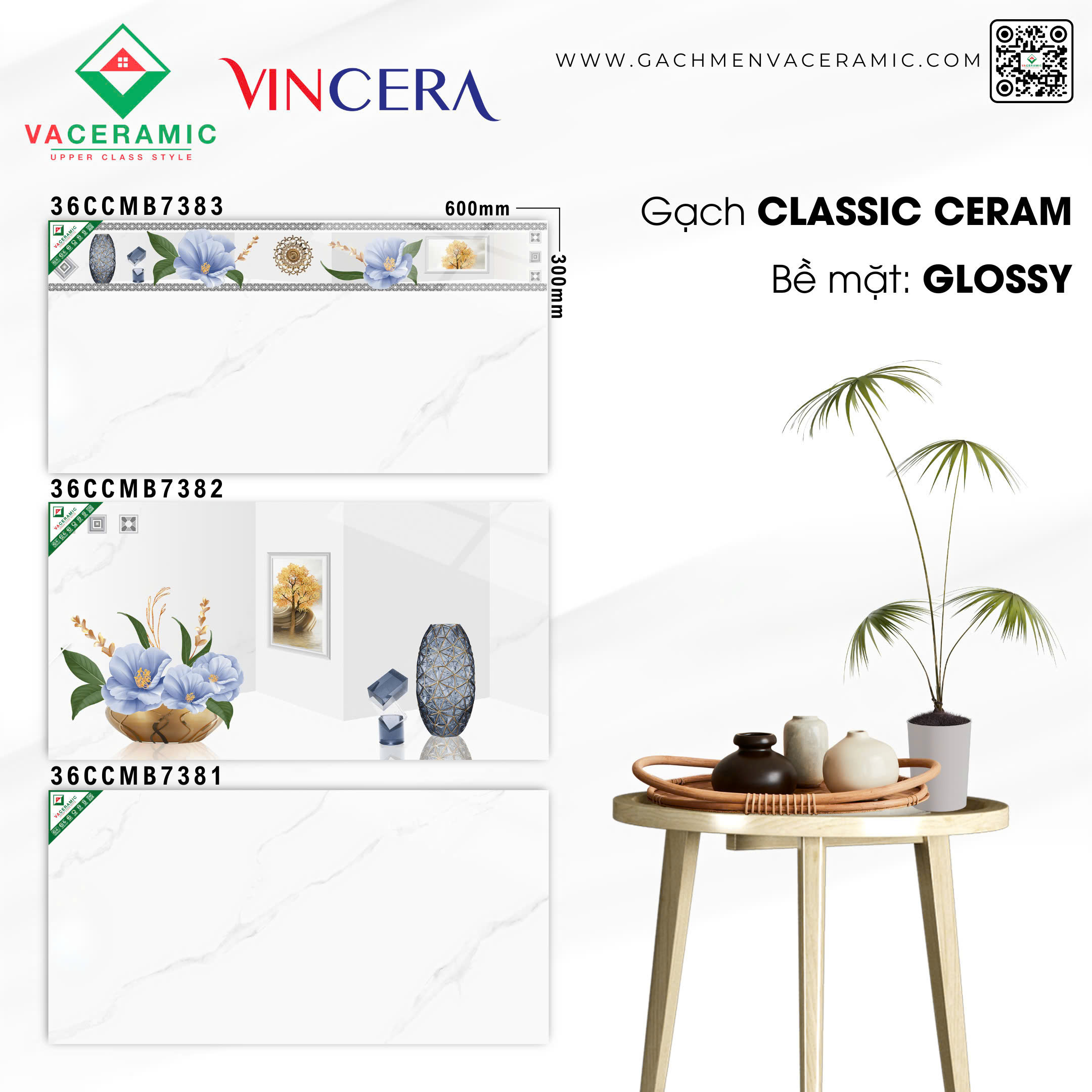 GẠCH ỐP TƯỜNG 30x60 VINCERA 7383 - 7382 - 7381