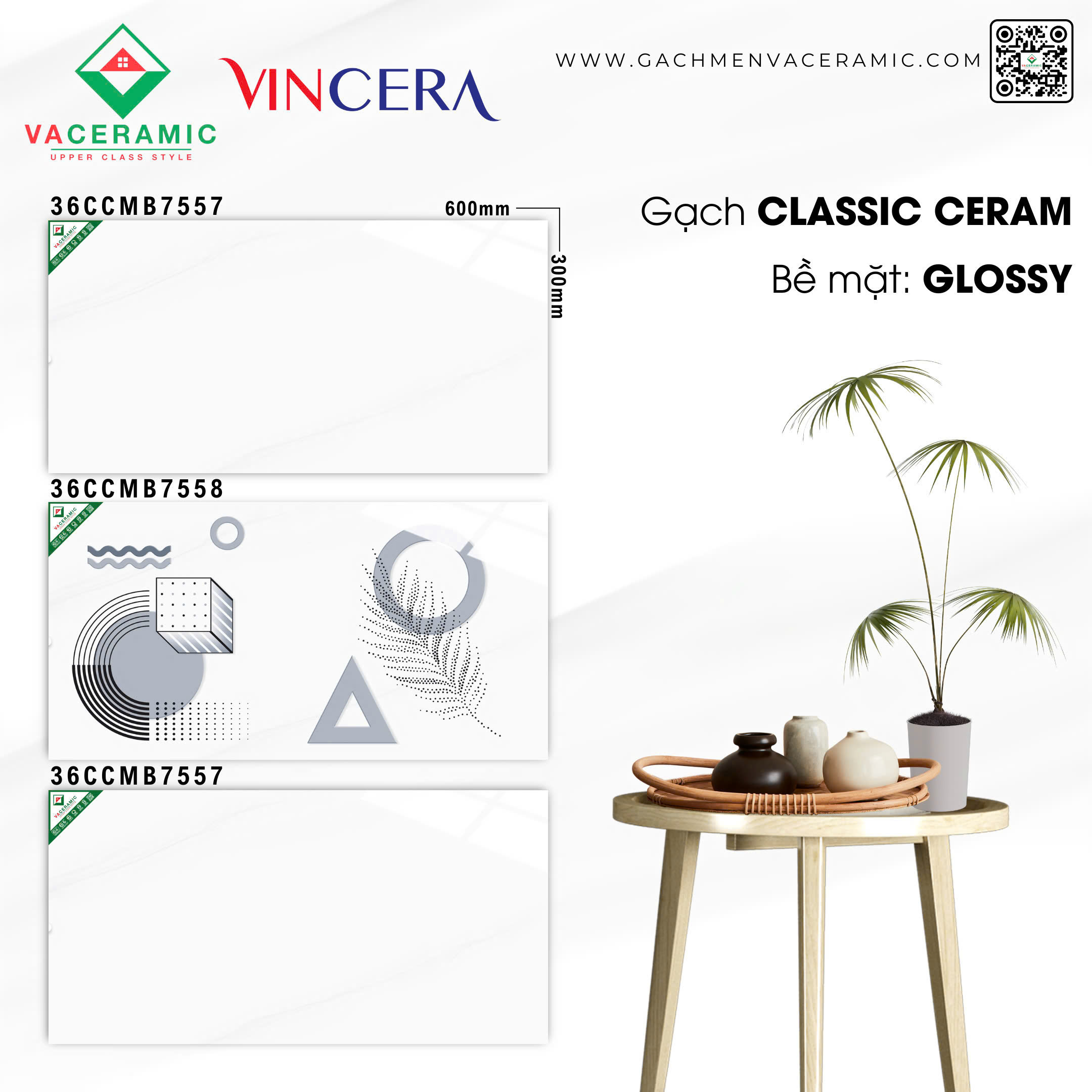 GẠCH ỐP TƯỜNG 30x60 VINCERA 7557 - 7558 - 7557