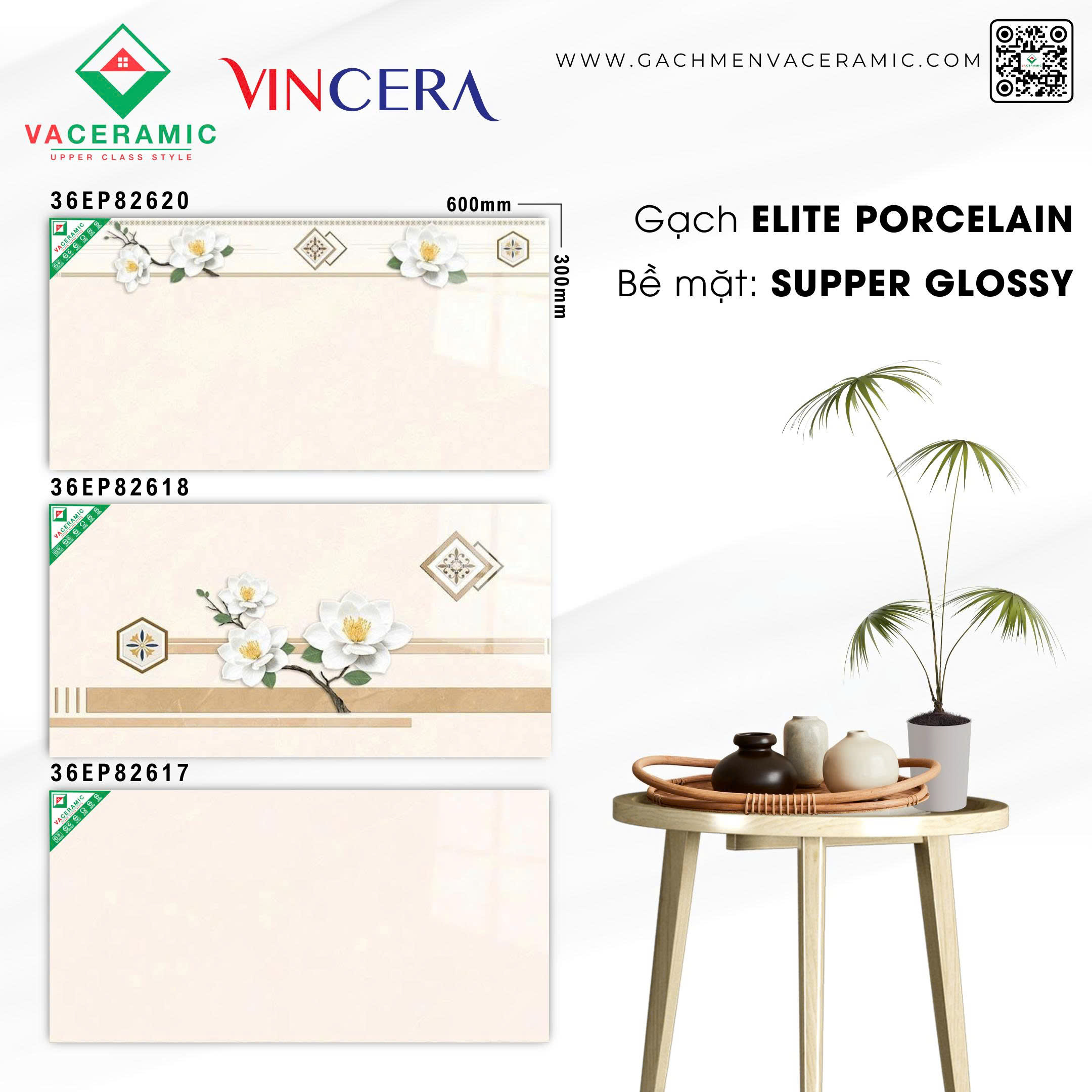 GẠCH ỐP TƯỜNG 30x60 VINCERA 82620 - 82628 - 82617