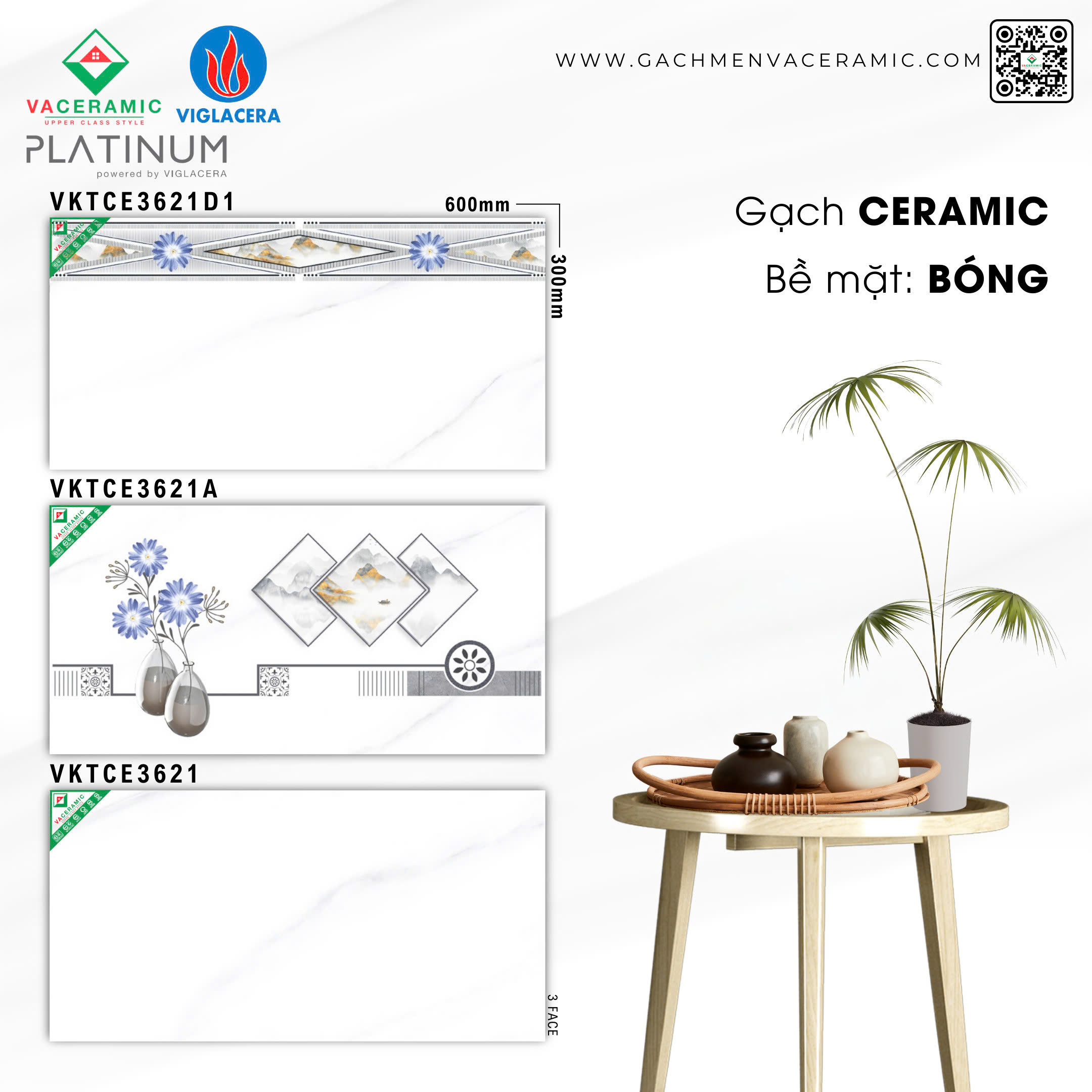 GẠCH ỐP TƯỜNG 30x60 VIGLACERA VKTCE3621D1-3621A-3621