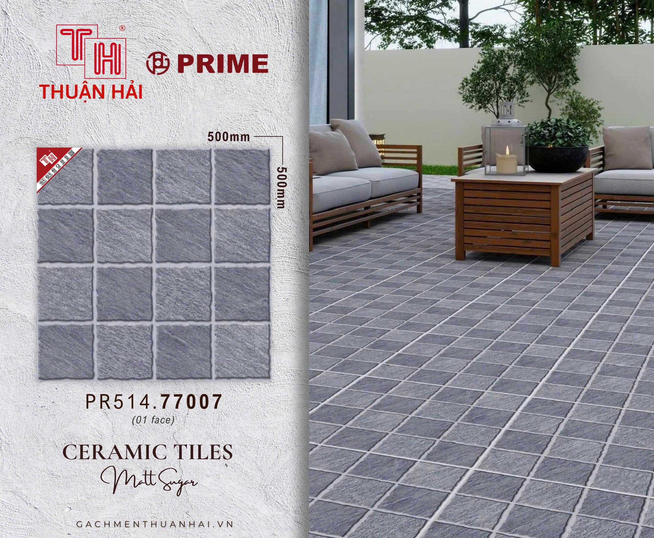 GẠCH SÂN VƯỜN 50x50 PRIME 77007