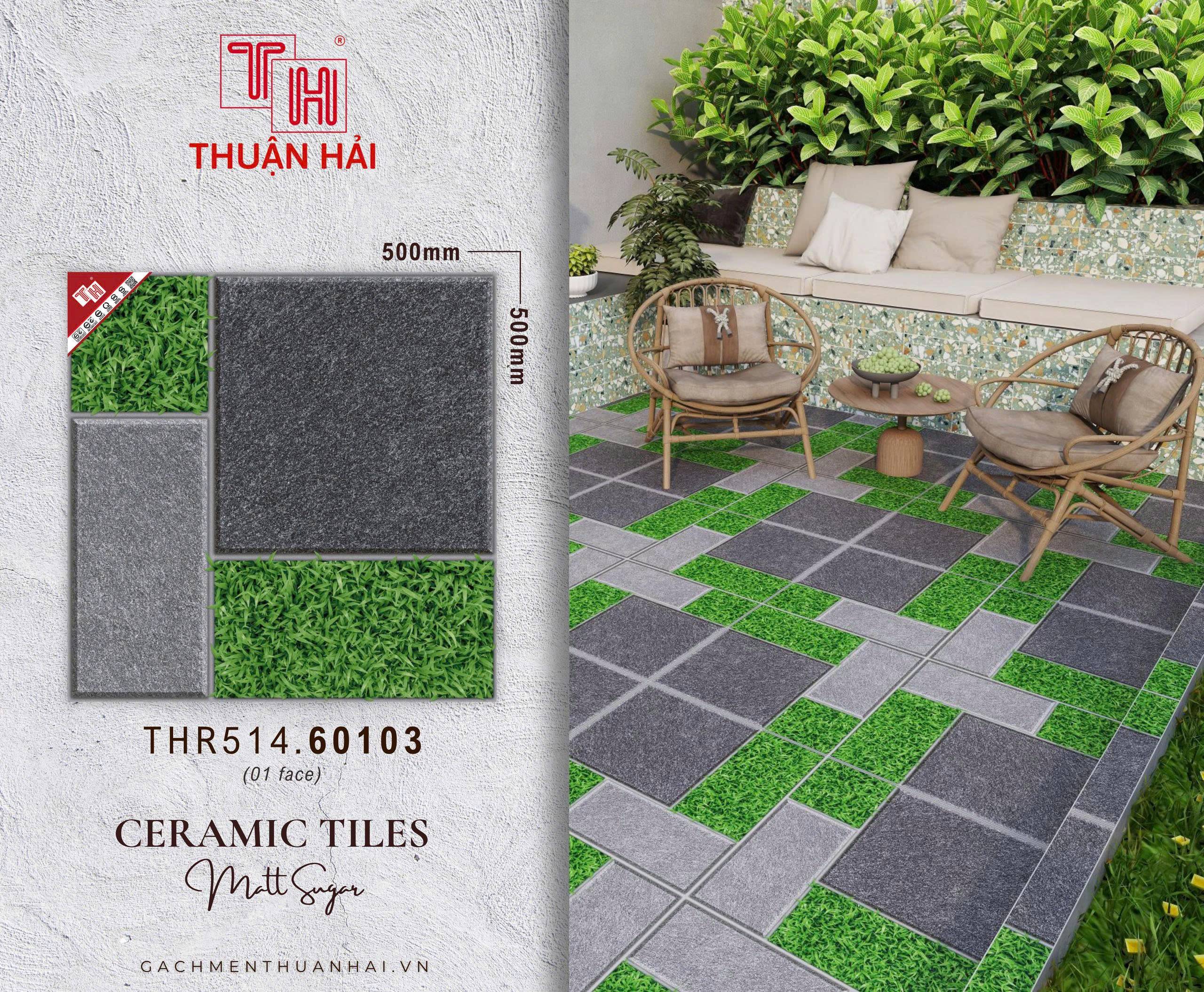 GẠCH SÂN VƯỜN 50x50 PRIME 60103